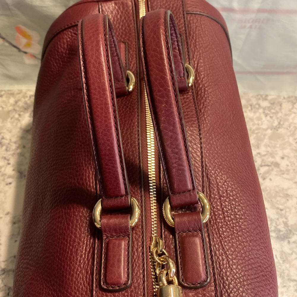 Gucci SoHo Bordeaux Leather Bowler Boston Bag Interlocking GG With COA and Dusty - Picture 9 of 15